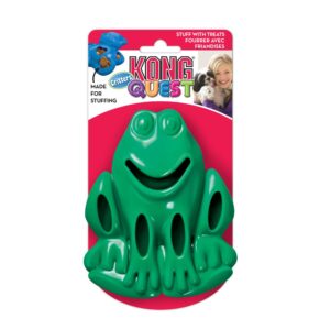 kong quest dog chew treat critters green frog