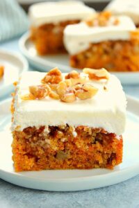 carrot cake recipe with cream cheese frosting and candied carrot strips