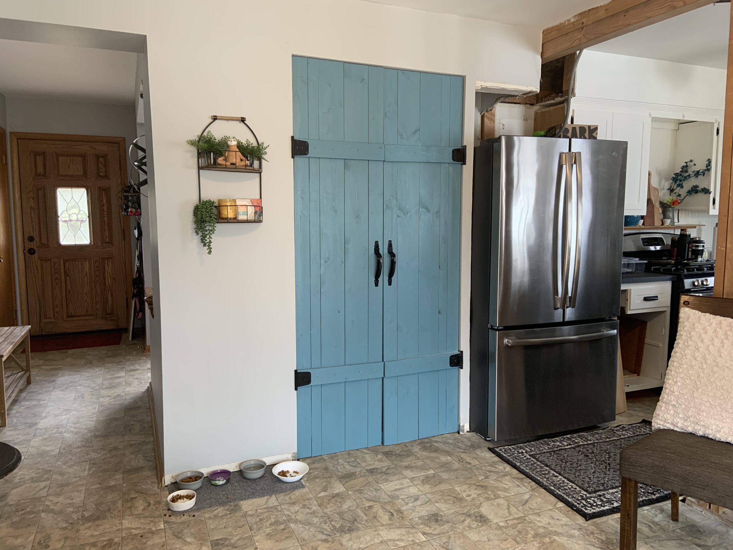 diy walk in pantry double doors farmhouse aqua blue teal wood