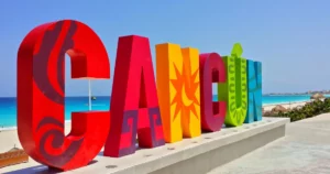 cancun sign in mexico beach front resort strip fiesta americana