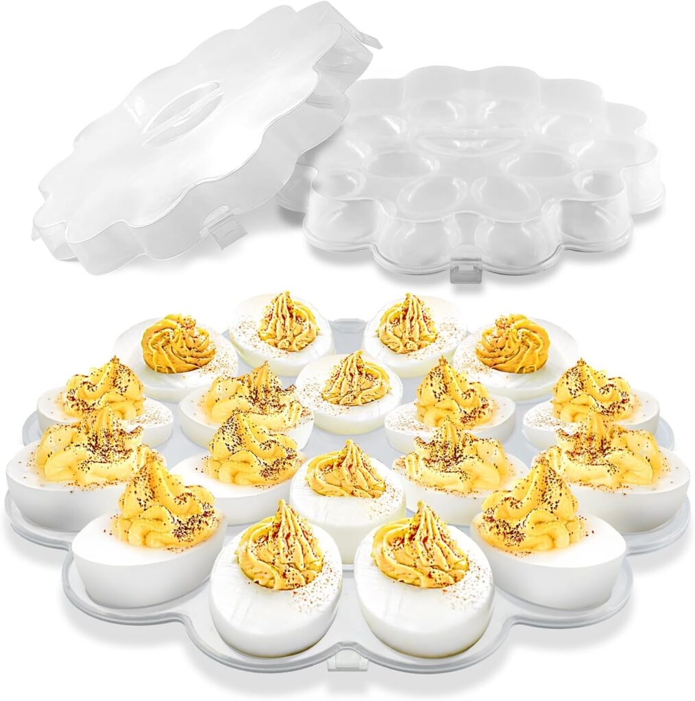 Deviled Eggs Carrier with Lid - 18 Slot Deviled Egg Tray with Lid for Party, Easter, Thanksgiving - Reusable Deviled Egg Platter with Secure Lid