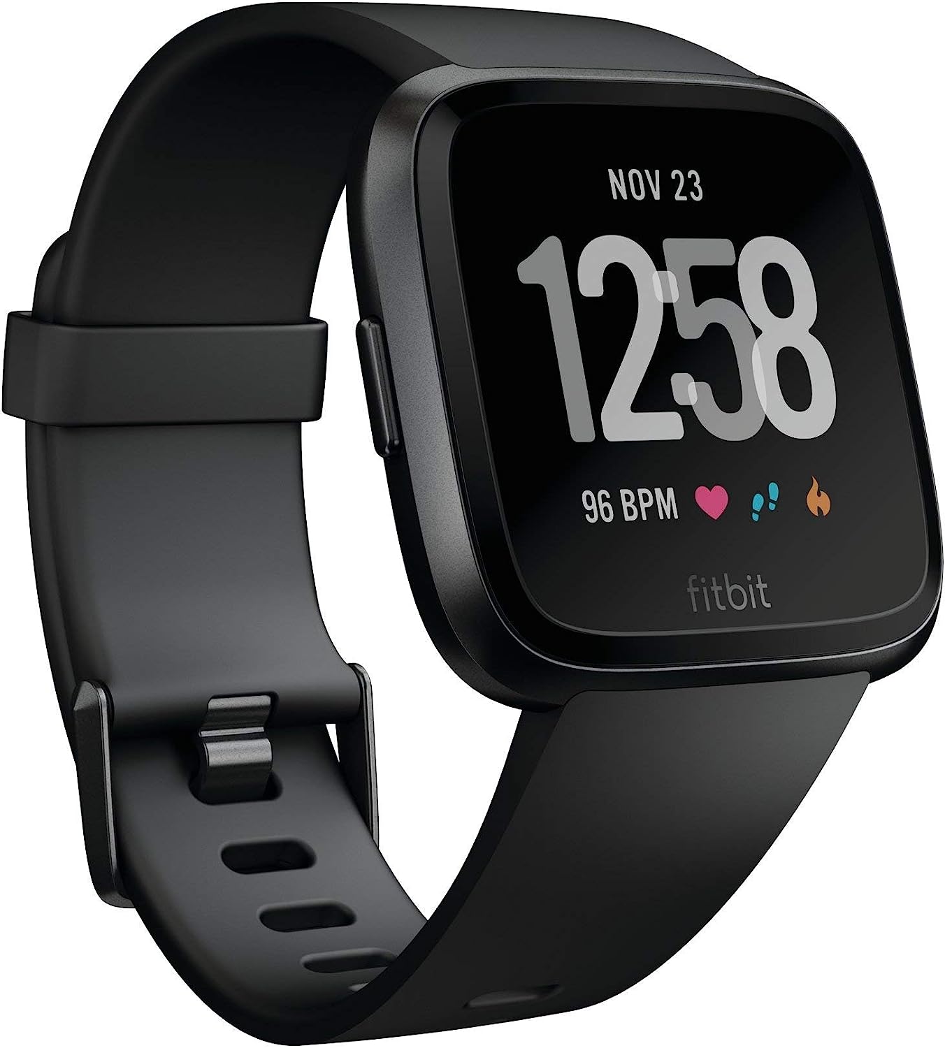 Fitbit Versa Smart Watch, Multisport Tracker, Black:Black Aluminium, One Size