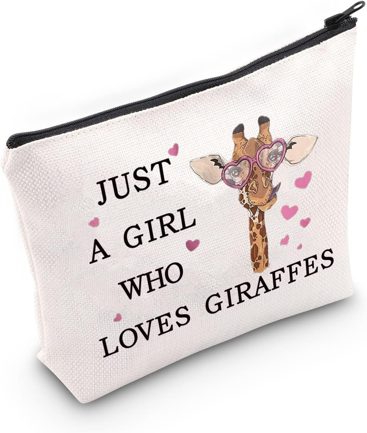 Funny Giraffe Cosmetic Bag Animal Lover Gift Just A Girl Who Loves Giraffes Makeup Zipper Pouch Bag Giraffe Lover Gift (Who Loves Giraffes)