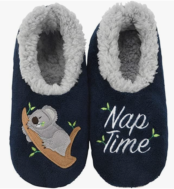 Snoozies Pairable Slipper Socks – Cozy and Fun House Slippers for Women, Fuzzy Slipper Socks with Unique Designs, Non Slip Socks - Koala/Naptime - Large