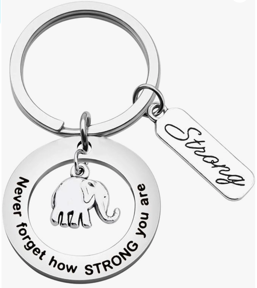 elephant keychain never forget how strong you are