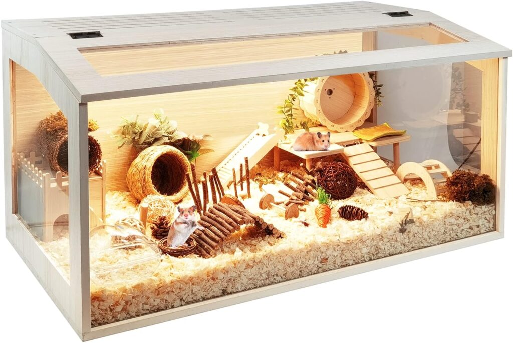 40 Inch Mice Hamster Habitat Prolee Hamster Cage Wooden Openable Top with Acrylic Sheets Solid Built