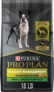 Purina Pro Plan Small Breed Weight Management Dog Food, Shredded Blend Chicken & Rice Formula - 18 lb. Bag