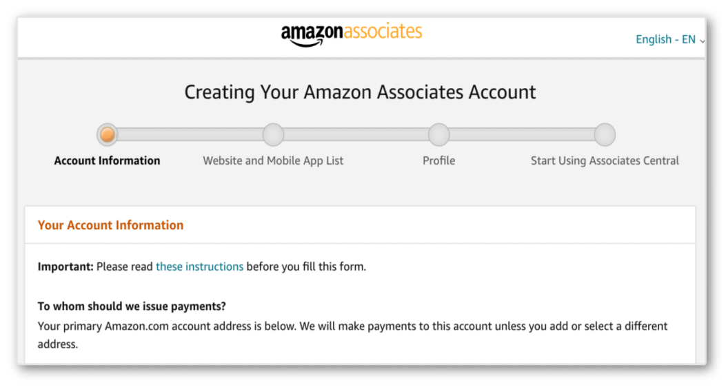 create amazon associates account