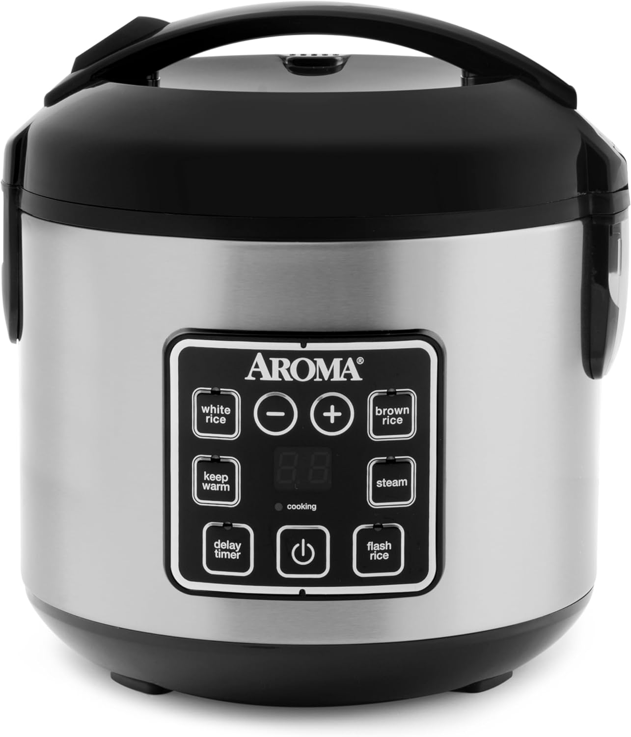 AROMA Digital Rice Cooker, 4-Cup (Uncooked) : 8-Cup (Cooked), Steamer, Grain Cooker, Multicooker, 2 Qt, Stainless Steel Exterior